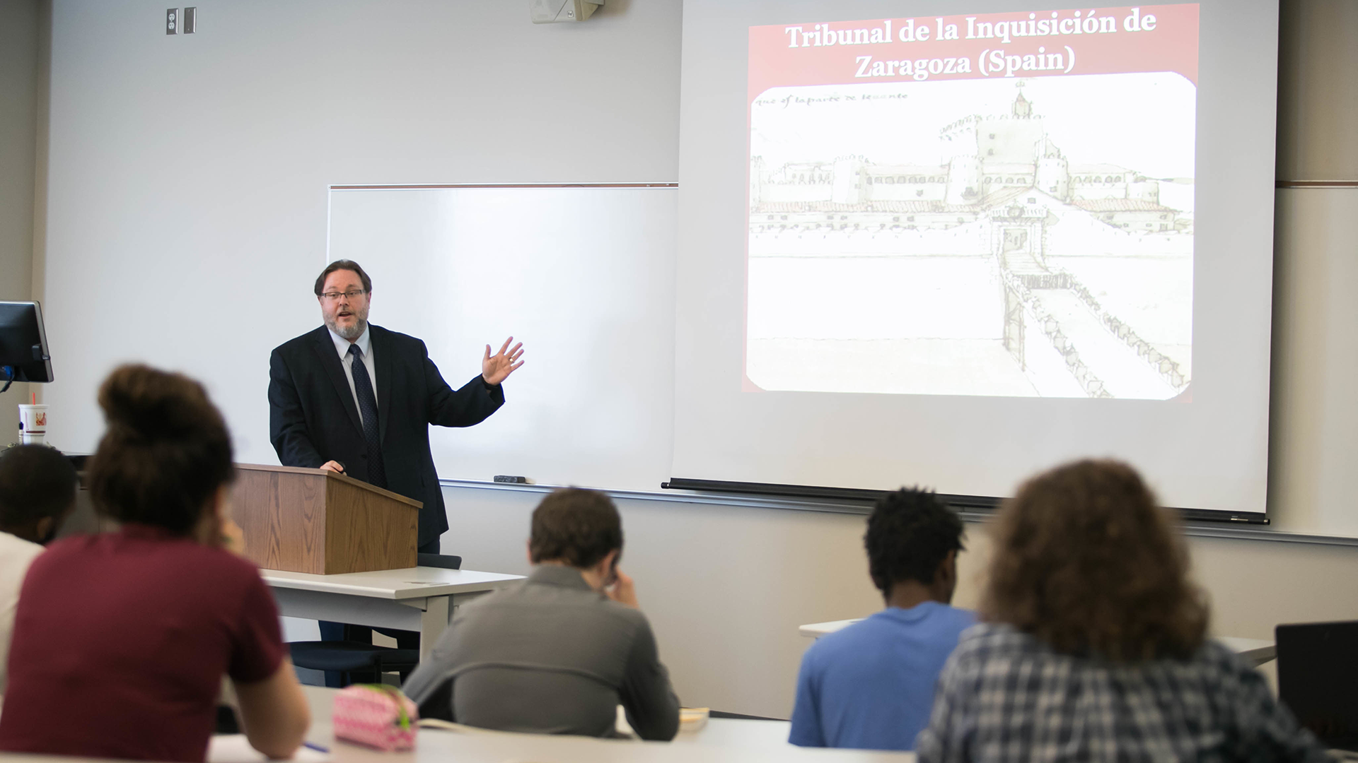 Dr. Chuchiak teaches his class about Spain.