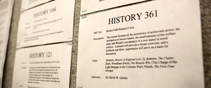 History Department bulletin board 