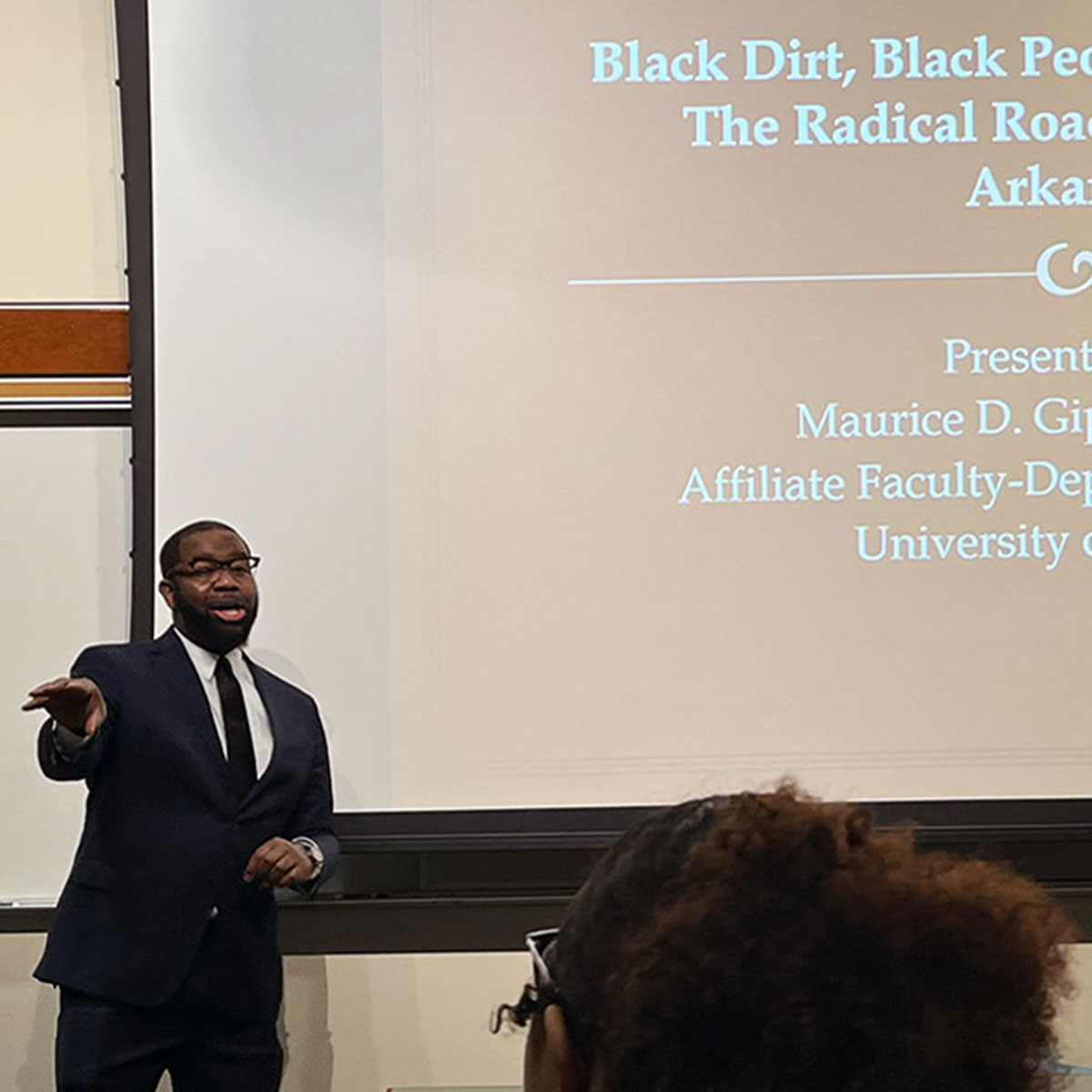 Dr. Maurice Gipson presents "Black Dirt, Black People and Black Power" during a lecture series.