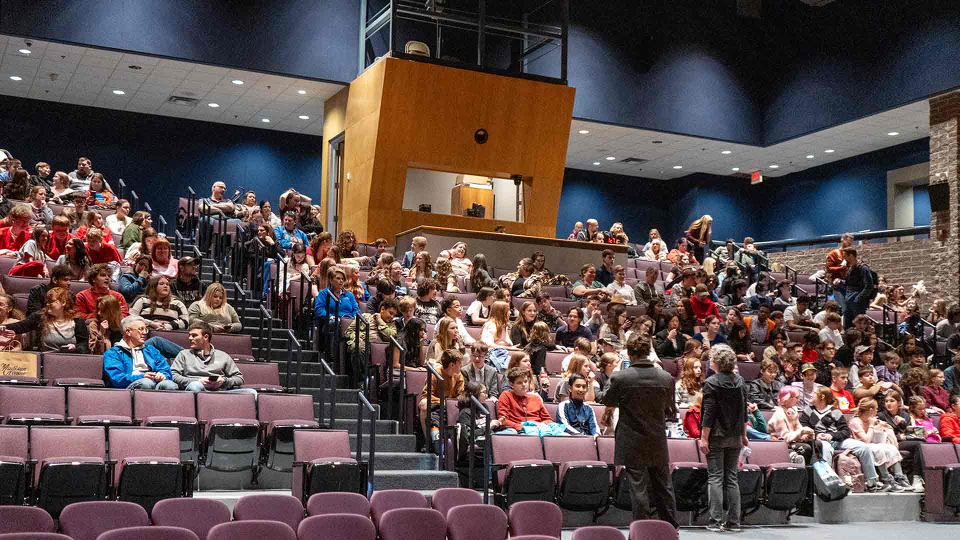 Students (grades 6-12) seated in the Plaster Student Union Theater during National History Day.